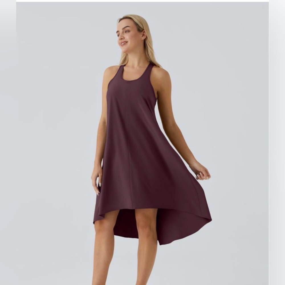 HALARA Sleeveless High Low Dress in Deep Purple